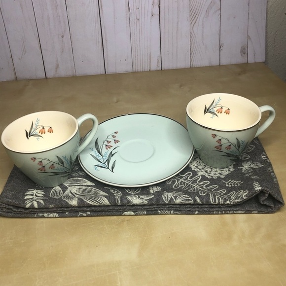 Vintage Floral Tea Cup Saucer Pink Light Blue - Picture 6 of 8